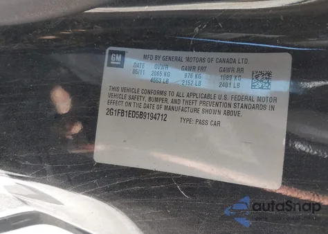 2011 Chevrolet Camaro 1Lt из США, поврежденный, VIN 2G1FB1ED5B9194712